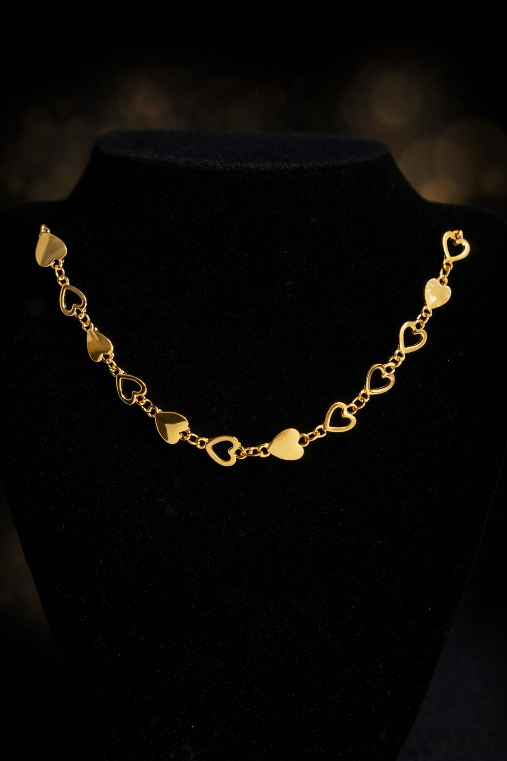 Double heart necklace Gold