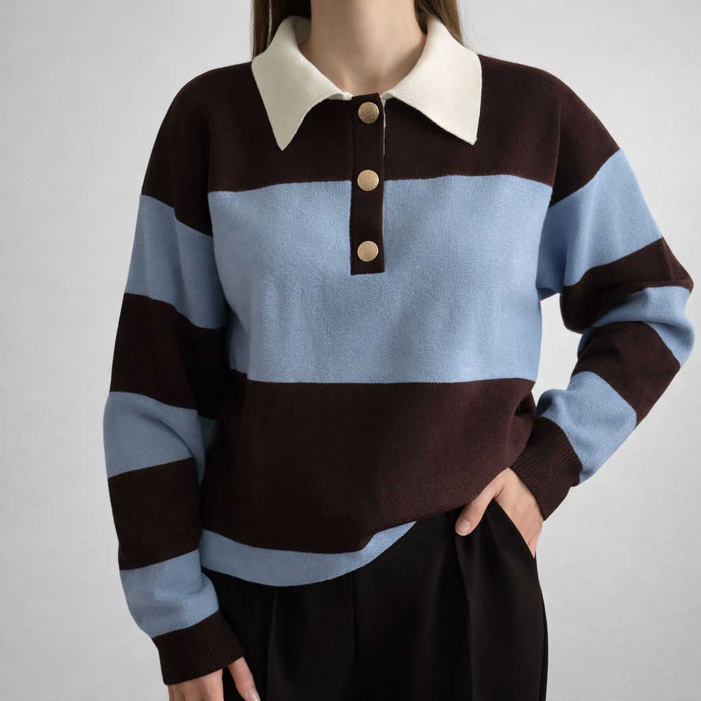 Emma Sweater Blauw/Bruin - 3013