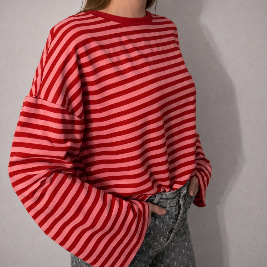 Striped long-sleeved shirt Rood/Roze - 3020