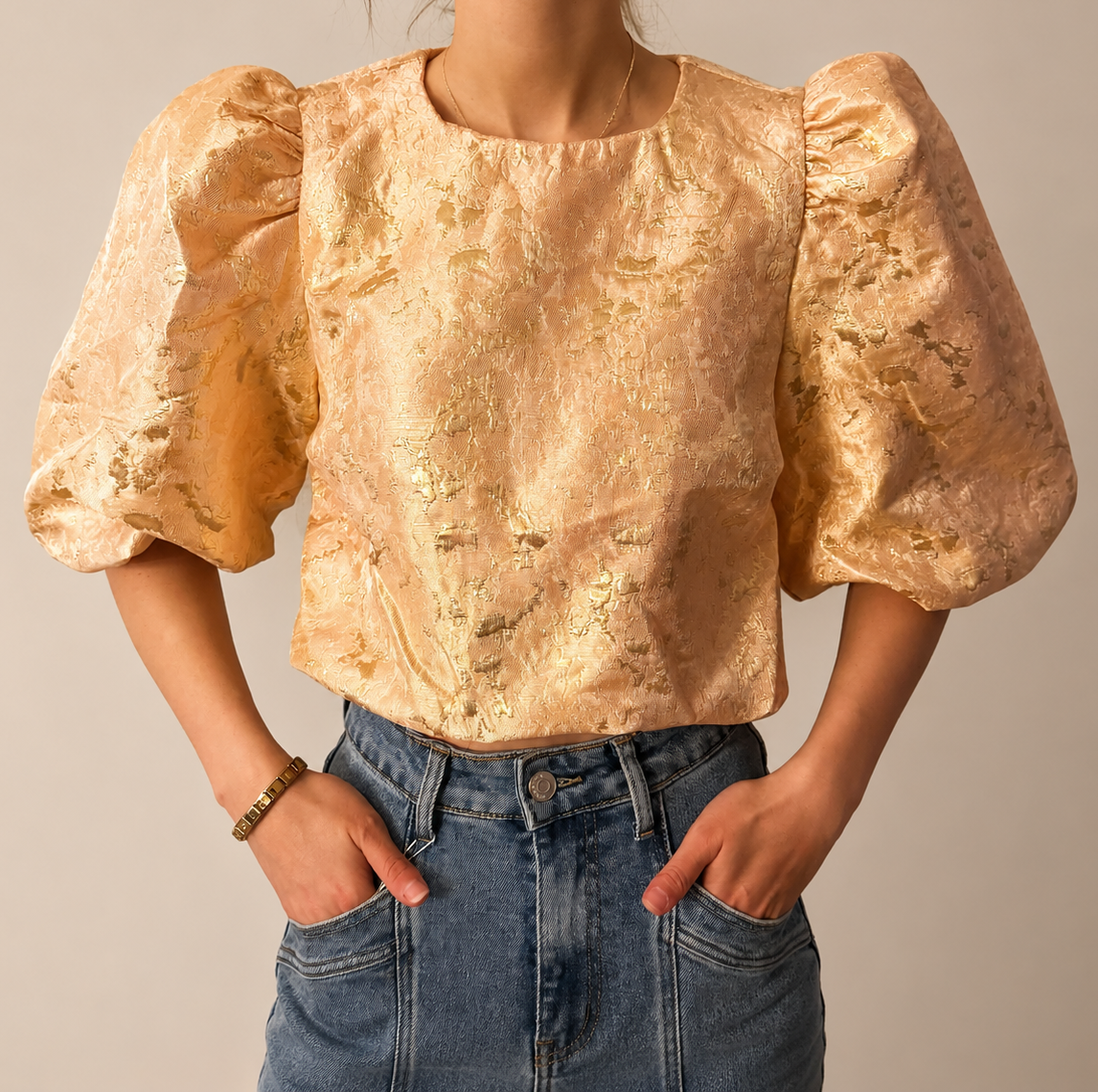 Flower top Lichtroze/Goud - 3030
