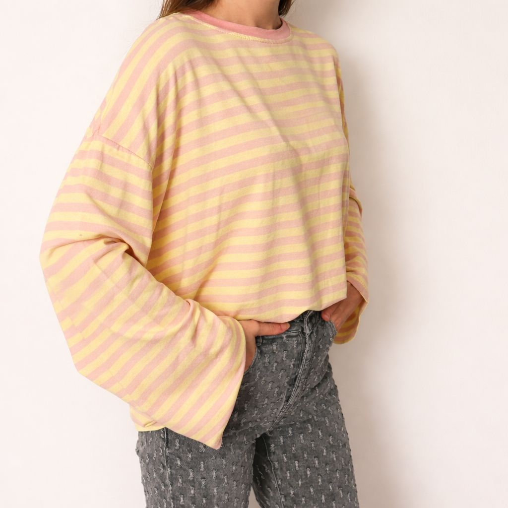 Striped long-sleeved shirt Geel/Lichtroze - 3023