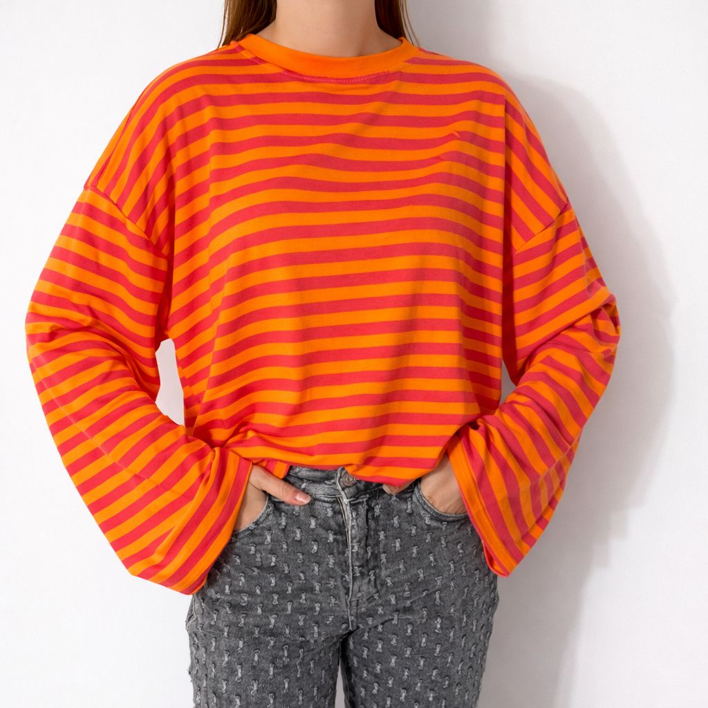 Striped long-sleeved shirt Oranje/Roze - 3022