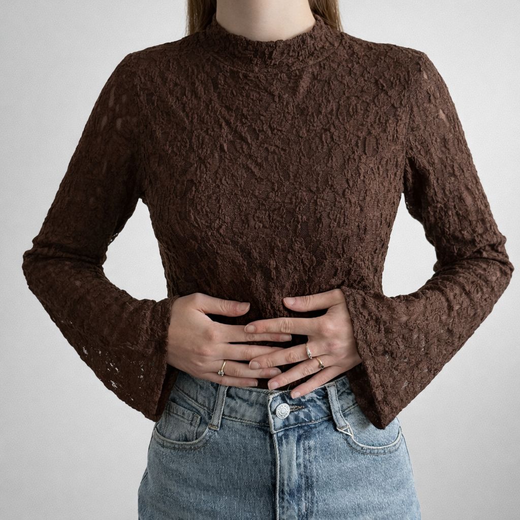 Sera Kanten Longsleeve Bruin - 3010