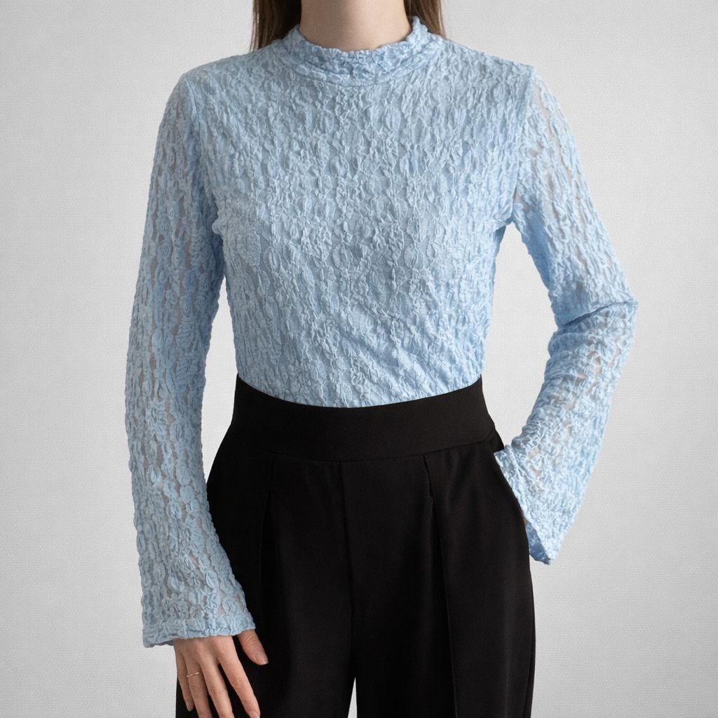 Sera Kanten Longsleeve Lichtblauw - 3011