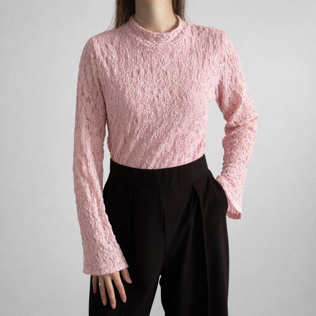 Sera Kanten Longsleeve Lichtroze - 3009