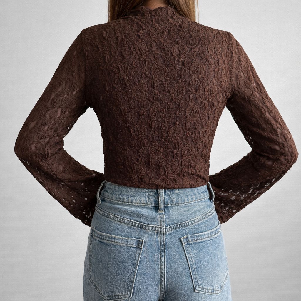 Sera Kanten Longsleeve Bruin - 3010